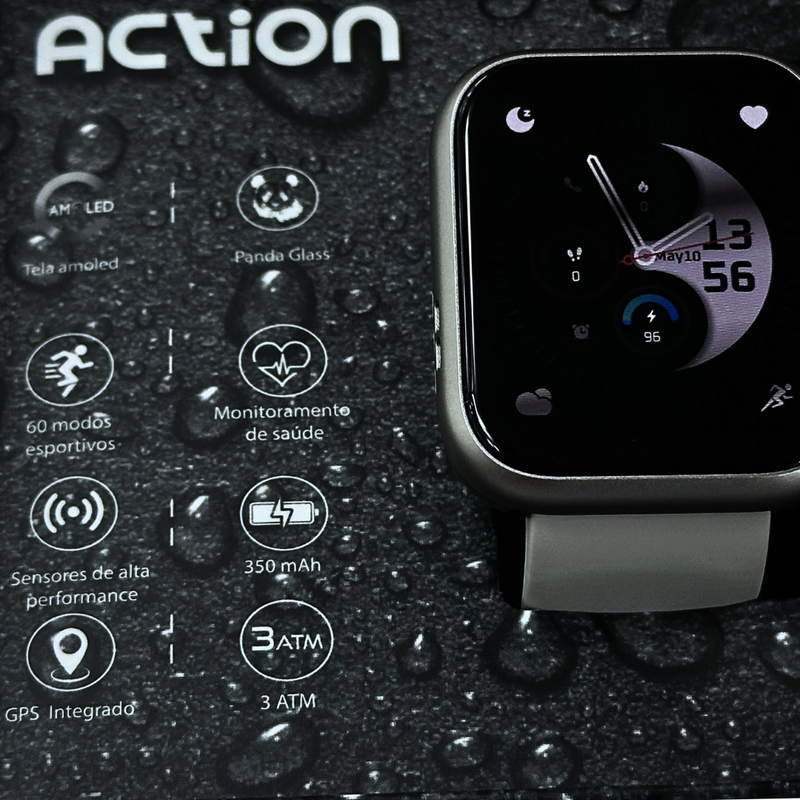 Wearzone Action – Smartwatch com GPS, Tela AMOLED e 3ATM de Resistência