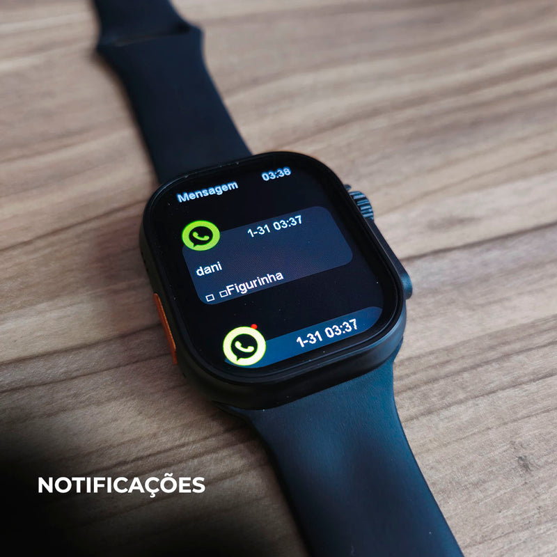 N10 Ultra – Smartwatch 49mm com Chamadas, Notificações e Kit de 4 Pulseiras!