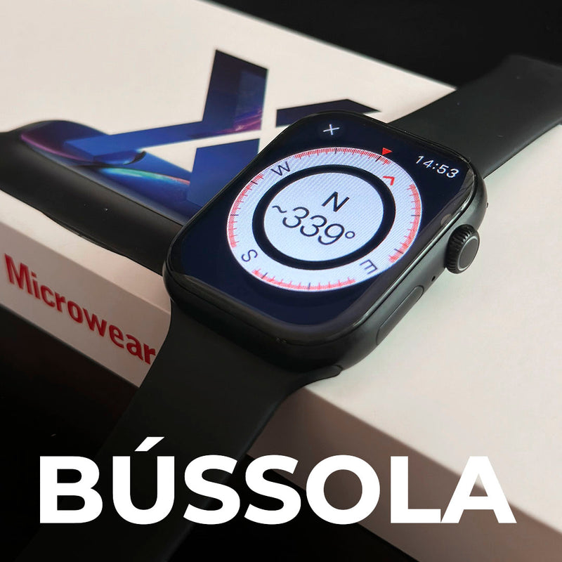 Smartwatch Microwear S10 – Tela Curva 2.06”, Chat GPT, NFC, GPS, Chamadas e Monitoramento de Saúde