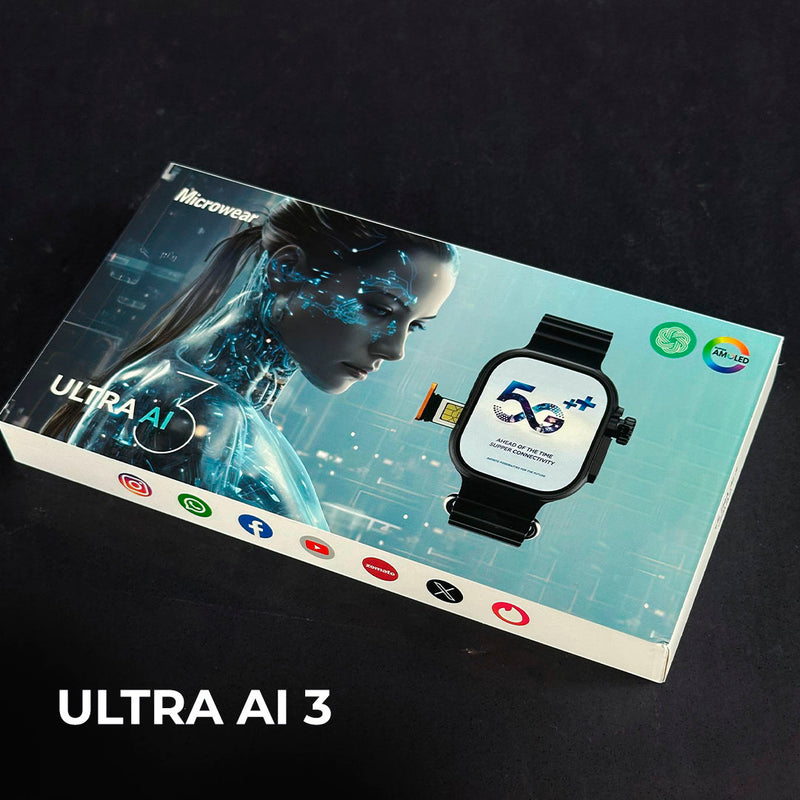 Smartwatch Microwear Ultra AI 3 – Tela AMOLED 2.06” | 4G/5G | Câmera 180° | GPS & Wi-Fi